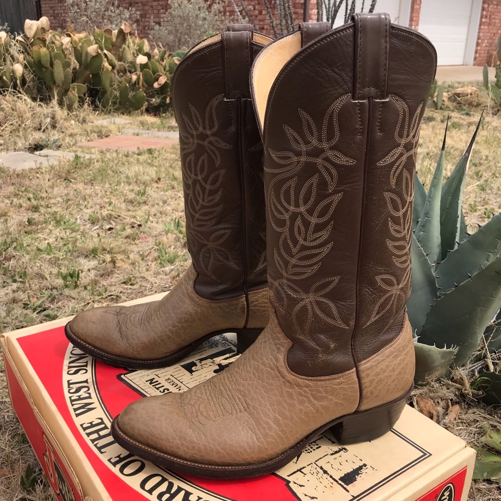 Justin Boots 1980s Nude Bullhide 1623 Size 10D